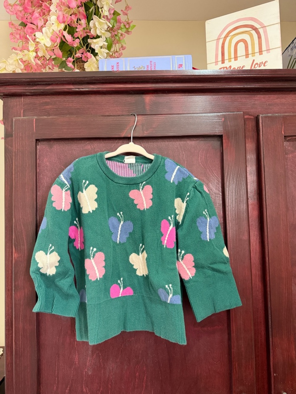 GAP Girls' Green Butterfly Knit Sweater - Picture 2 of 4